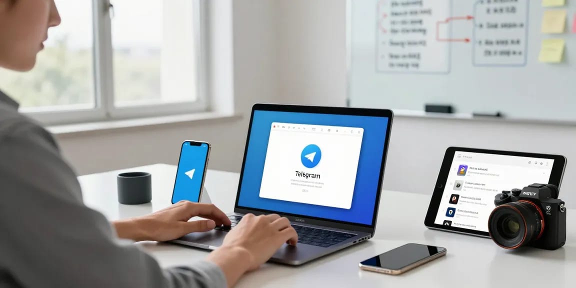 Configuring Telegram Chinese language settings in a modern workspace.