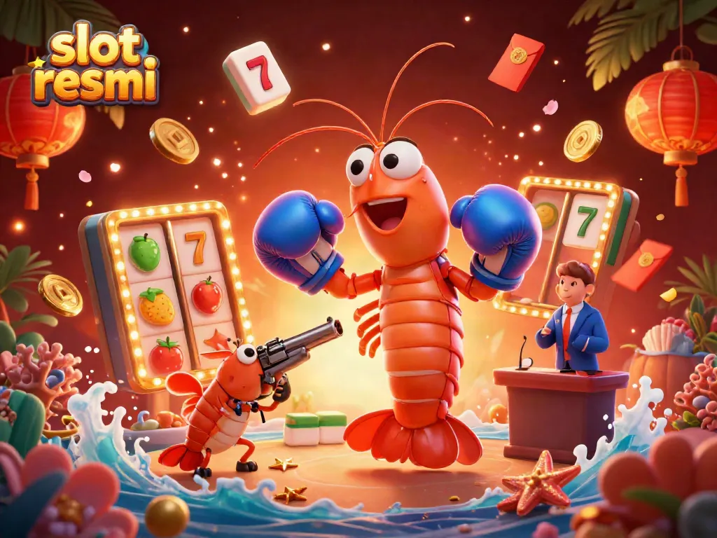 Spin to win with slot resmi showcased by vibrant underwater characters in a stellar casino setting.